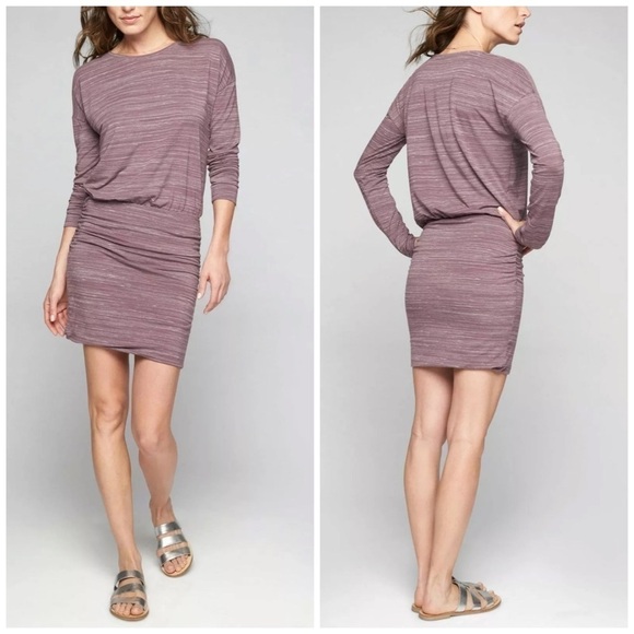 Athleta Beyond Soft Avenues Dress Ruched XS Long Sleeve 866702 - Picture 1 of 8